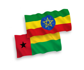 Flags of Republic of Guinea Bissau and Ethiopia on a white background