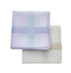 Stylish handkerchiefs on white background, top view