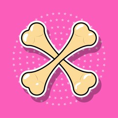 Bones sticker isolated object, vector illustration.