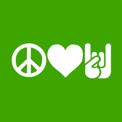 I Love Peace Sign in Green Background