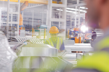 Male worker in steel factory