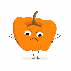 A disgruntled, cute pumpkin for Halloween. Emotions of the pumpkin character.