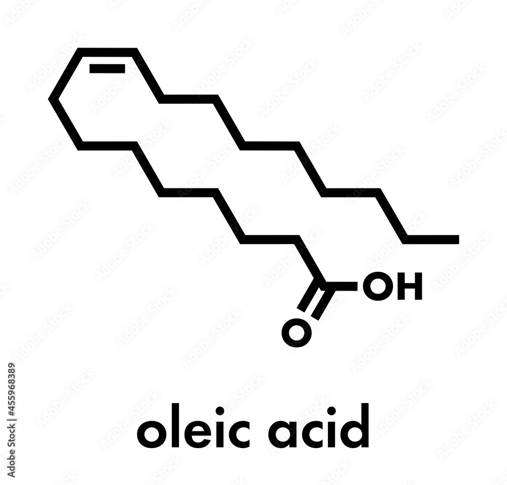 Poster oleic acid (omega-9, cis) fatty acid. common in animal fats and vegetable oils. its salt, sodium ole