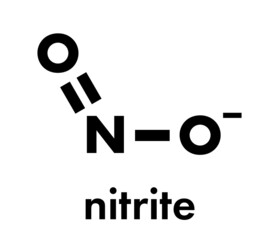 Nitrite (NO2-) anion. Nitrite salts are used in the curing of meat Skeletal formula.