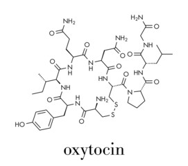 Obraz premium Oxytocin hormone molecule. Skeletal formula.