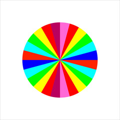 Colorful circle with different colors strips. Colour vector illustration and drawing on blank background.