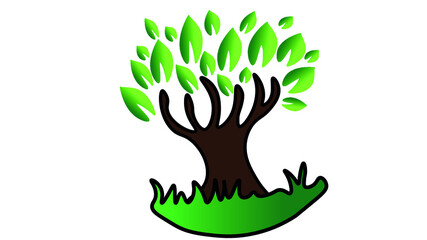 hands holding green tree