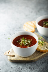 Traditional homemade gazpacho soup