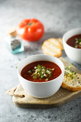 Traditional homemade gazpacho soup