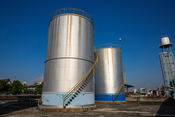 Chemical industry with fuel storage tank white