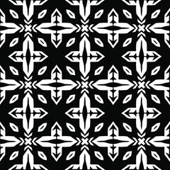 Flower geometric pattern. Seamless vector background. White and black ornament. Ornament for fabric, wallpaper, packaging. Decorative print