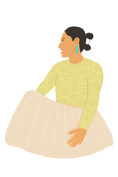 Navajo woman in hair bun and earrings