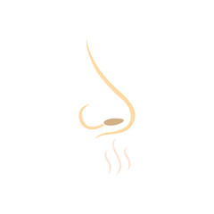 nose icon with a smell on a white background, vector illustration