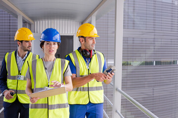 Supervisors and worker in steel factory