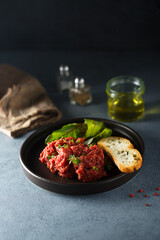 Traditional homemade steak tartare