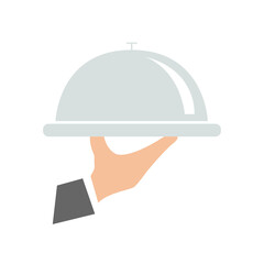 tray on the hand icon vector illustration on the white background