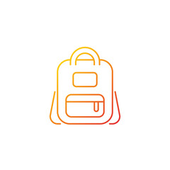 Obraz premium Schoolbag gradient linear vector icon. Bag for carrying books and stationery items. Backpack for school. Thin line color symbol. Modern style pictogram. Vector isolated outline drawing
