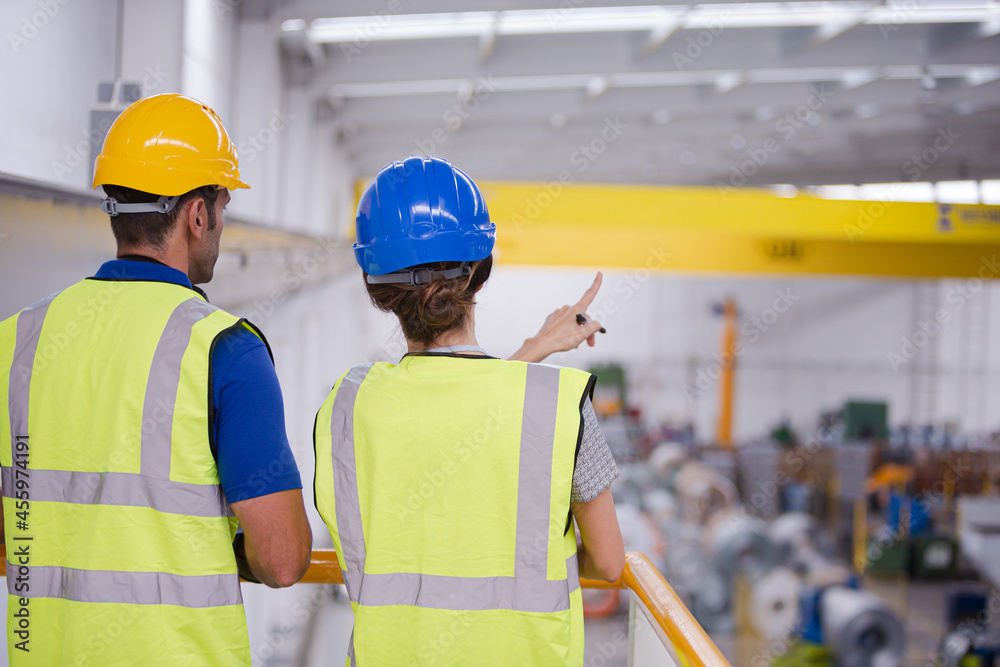 Poster Supervisor and worker in factory