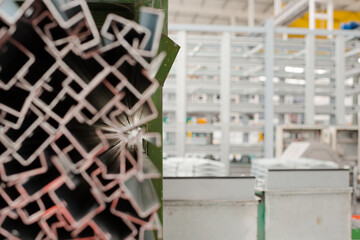 Equipment on shelves in warehouse