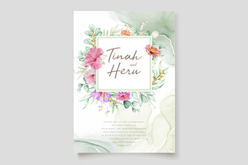 beautiful hand drawn roses wedding invitation card set