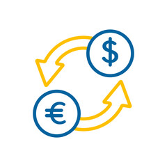 Currency exchange flat vector isolated sign icon