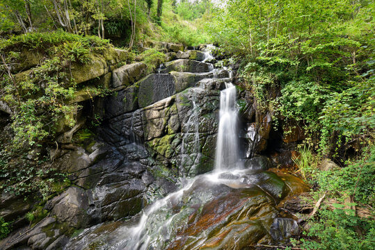 Cascade de Narvau, a small waterfall in Lormes in Morvan Regional Natural Park in the region Bourgogne, France.