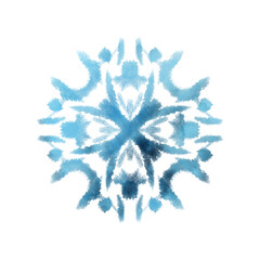 Snowflake illustration in blue color isolated on white