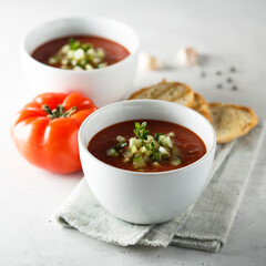 Traditional homemade gazpacho soup