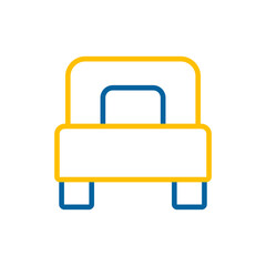 Single bed flat vector isolated sign icon