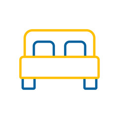 Double bed flat vector isolated sign icon