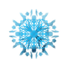 Snowflake illustration in blue color isolated on white