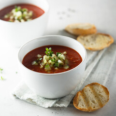 Traditional homemade gazpacho soup