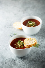 Traditional homemade gazpacho soup