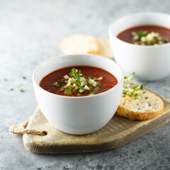 Traditional homemade gazpacho soup