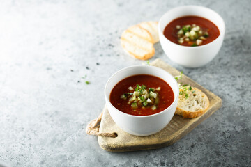 Traditional homemade gazpacho soup