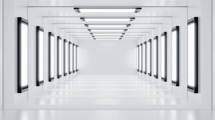 Abstract Futuristic empty floor and room Sci-Fi Corridor With light for showcase,room,interior,display products.Modern Future cement floor and wall background technology interior concept.3d render