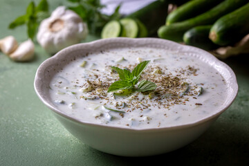 Traditional delicious appetizer; tzatziki (Turkish name; cacik)