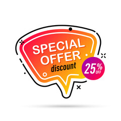 Special offer label with 25 discount with shadow