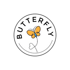 butterfly logo vintage design vector