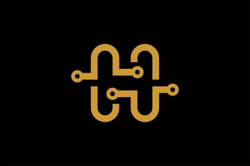 Digital electric and letter H logo design vector