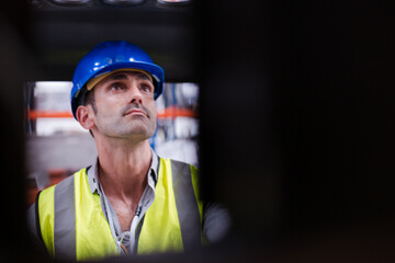 Male worker in steel factory