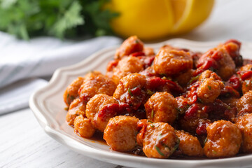 Traditional delicious Turkish food; bulgur garlic meatball (Turkish name; Sarimsakli bulgur kofte or Fellah koftesi)