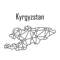 Kyrgyzstan map icon, vector illustration in black isolated on white background.