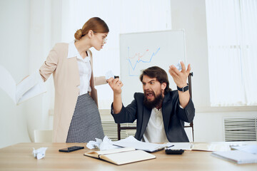 business man and woman in office harassment Conflict problem