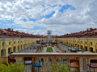 Public city recreation park. Nikolsky rows in St. Petersburg.