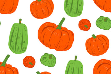 Seamless pattern with pumpkins.  Fall vibes. Can be used for textile design, clothes, wallpaper, bag, decoration.