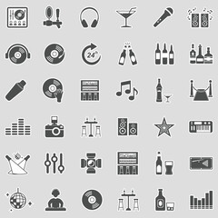 Fototapeta premium Night Club Icons. Sticker Design. Vector Illustration.
