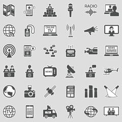 News Reporter Icons. Sticker Design. Vector Illustration.