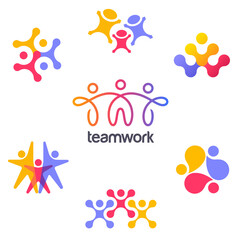 Set of vector logo design template. Teamwork abstract icons.