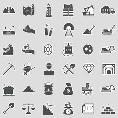 Mining Icons. Sticker Design. Vector Illustration.